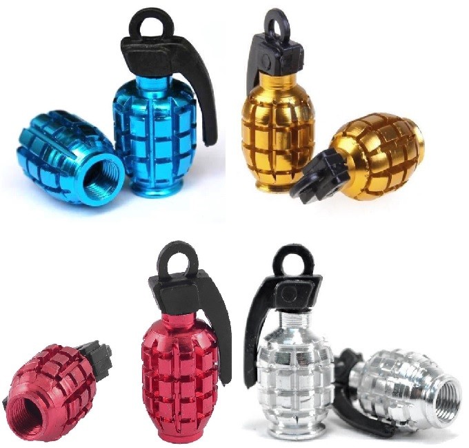 Grenade Aluminum Tire Valve Caps Bike Universal Car Motorcycle One pair H VS01