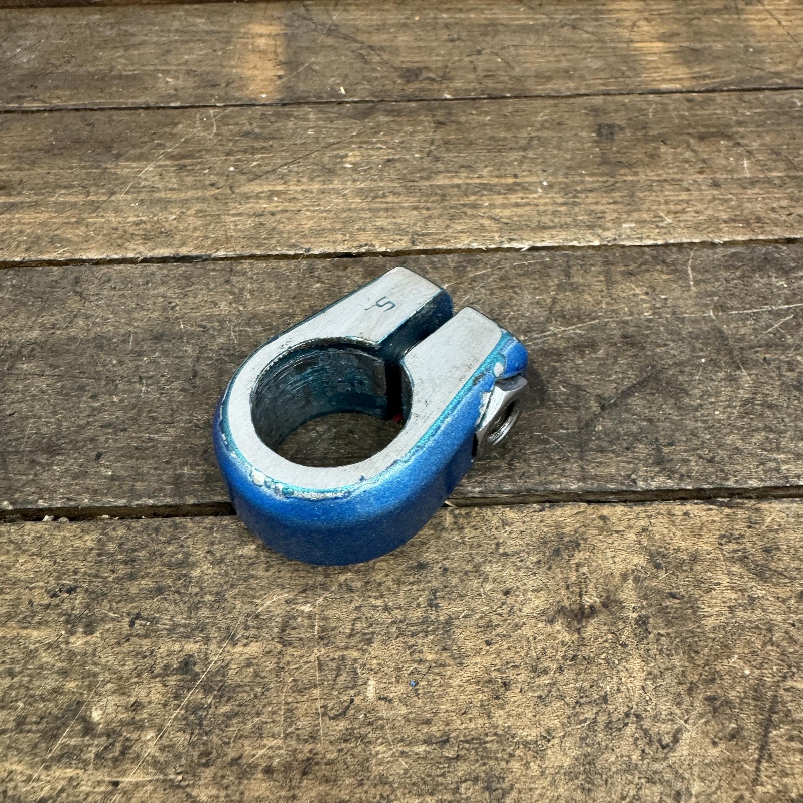 Vintage SR BMX Bicycle Seatpost Clamp 25.4mm Blue 80s Alloy Old School Painted