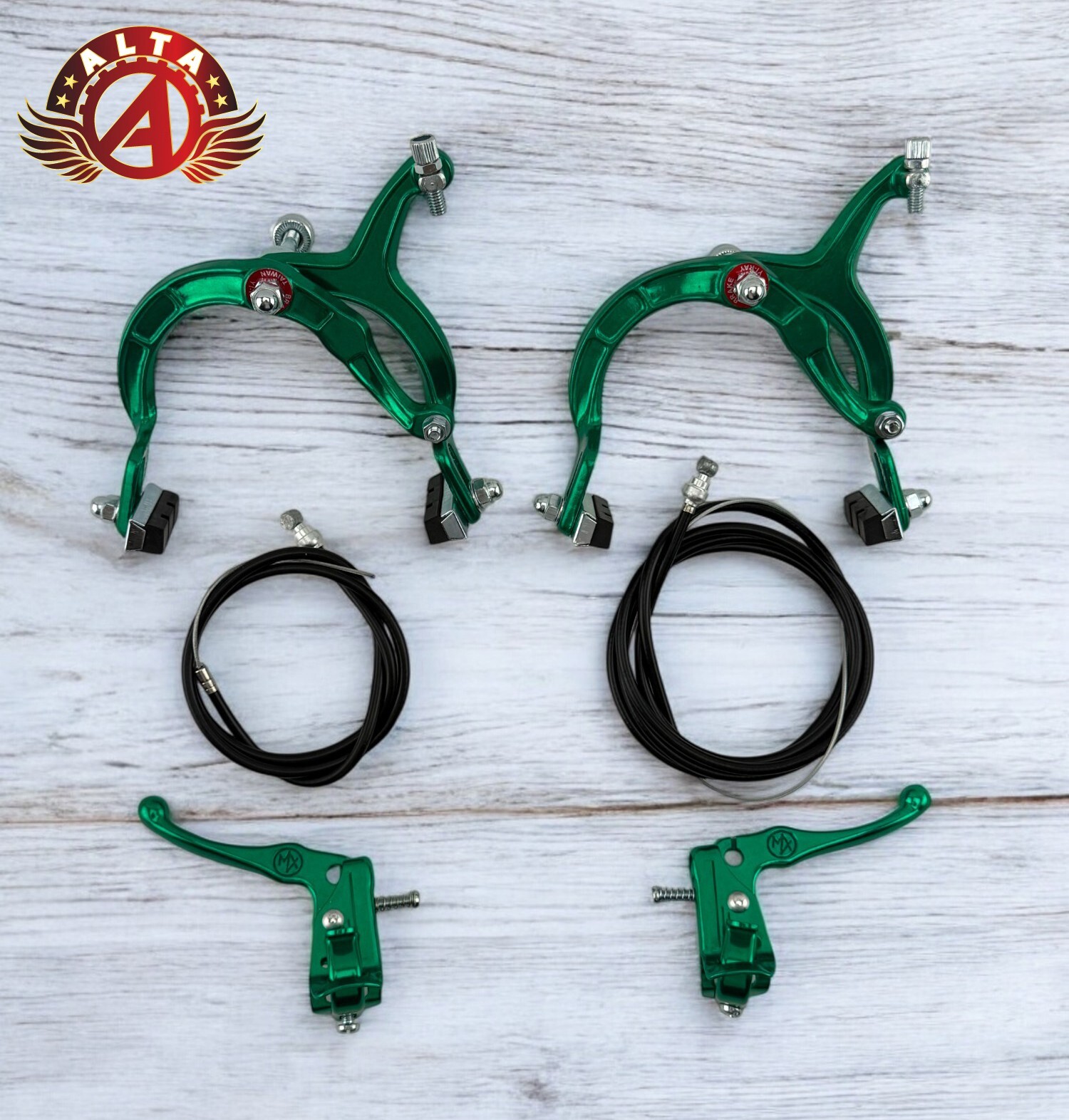 AltaLine BMX Brake FRONT & REAR Alloy GREEN Bike Bicycle BRAKE SET.