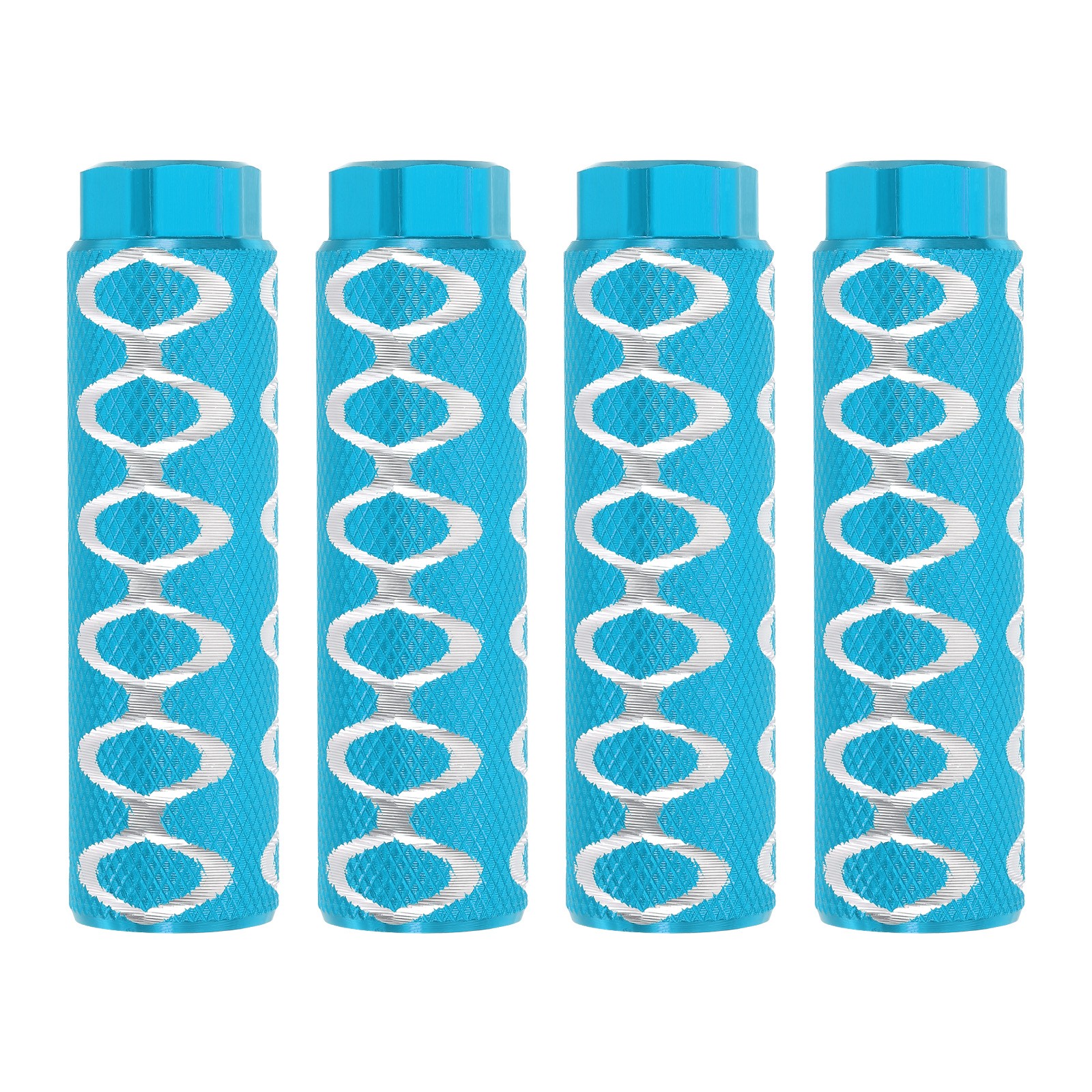 4 Pack Aluminum Alloy Bike Pegs Anti-Skid Fit 3/8″ with Circle Light Blue