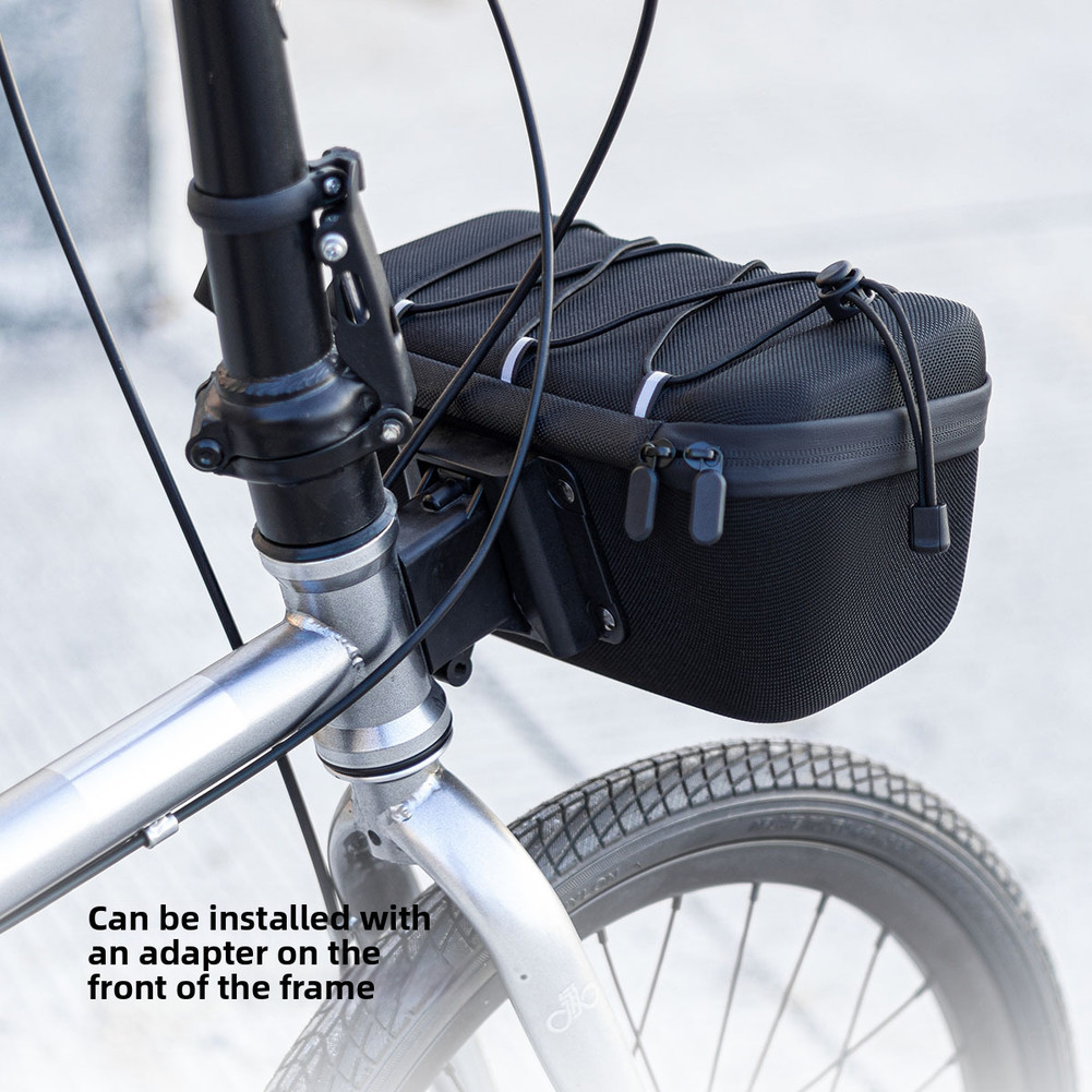 Black Folding Bike Handlebar Bag EVA Hard Shell Front 27 cm x 14 cm x 14 cm