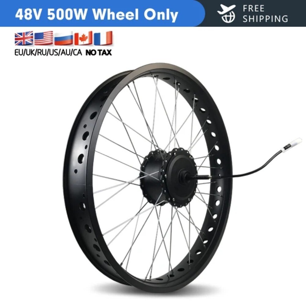 20 26inch Snow Electric Bike 36V48V 500W Rear Rotate 4.0Fat Tire Hub Motor Wheel