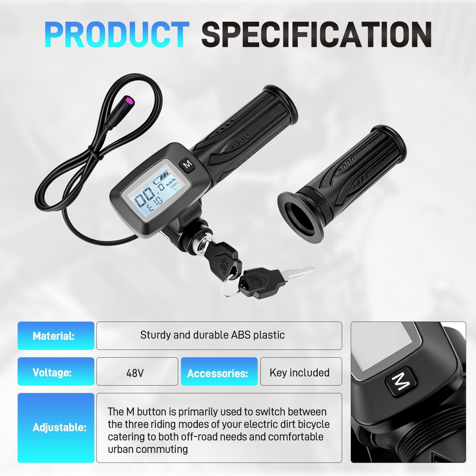 New Ebike Throttle Integrated Display W/ M Button For Tuttio Soleil 01 Dirt Bike