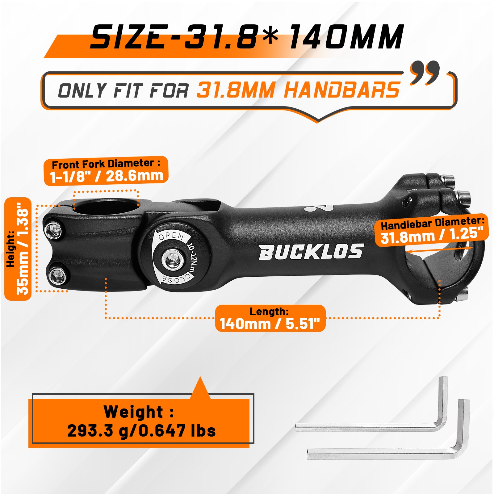 BUCKLOS 31.8mm Mountain Road Bike Stem Riser Adjustable MTB Bicycle Handlebar US