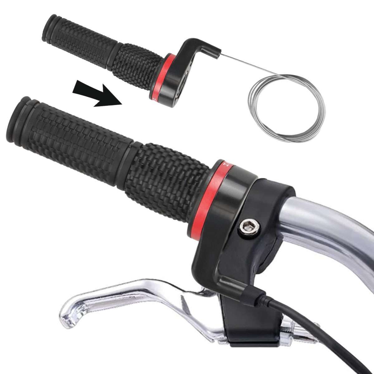 Mountain Bike 18/21 Speed Twist Gear Shifter Set Handlebar Grips Cables Bicycle