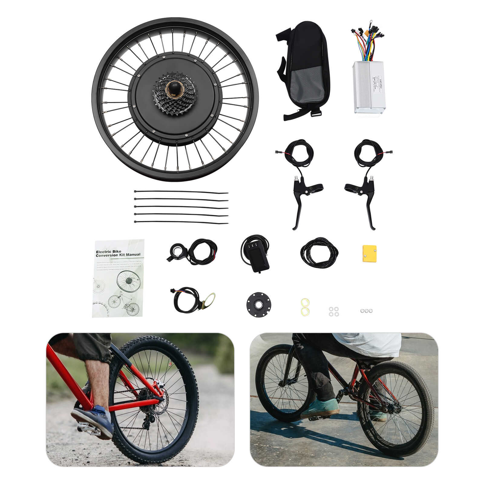 20″ 48V Electric Bicycle Conversion Kit E-Bike Rear Wheel Hub Motor Fat Tire 1kW