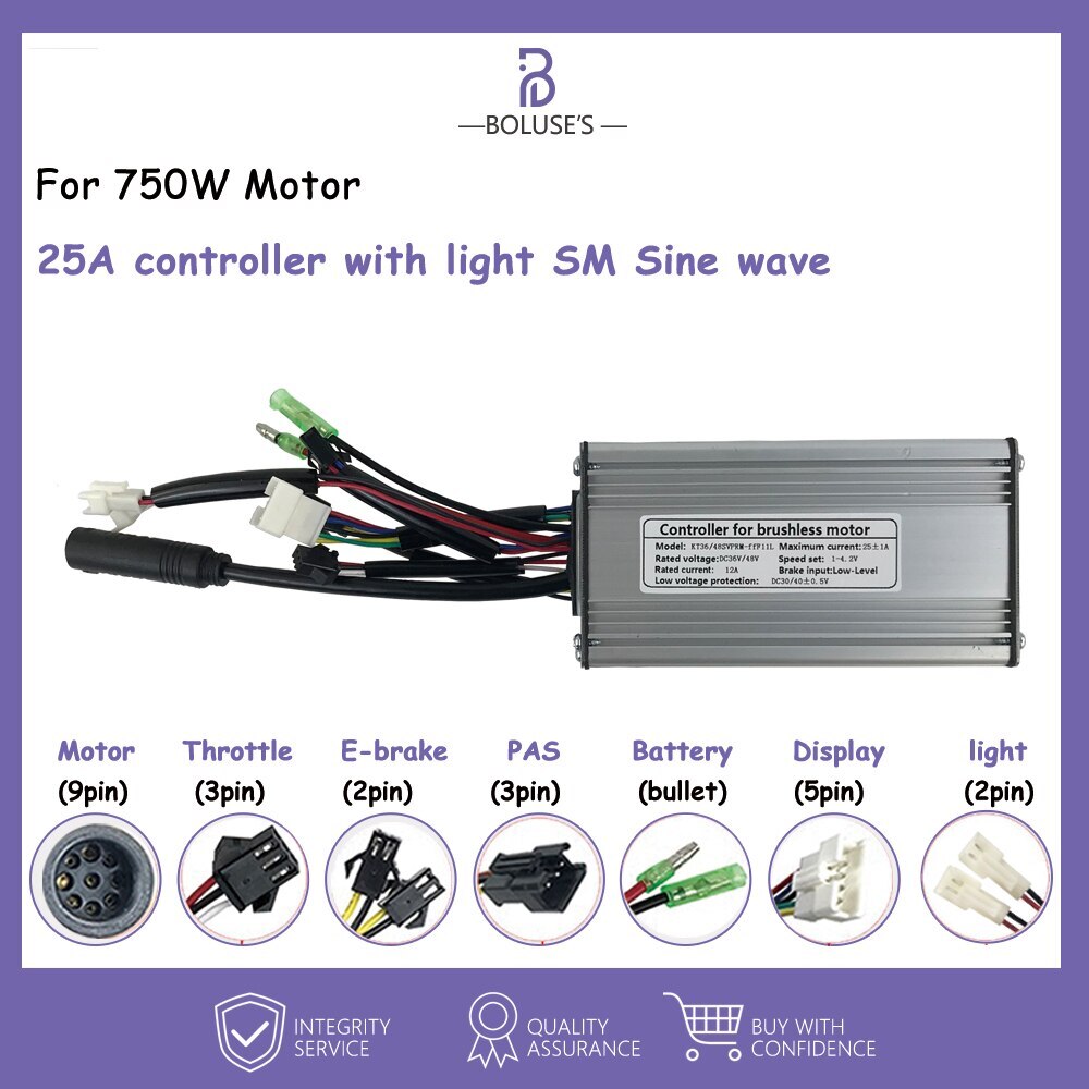 Sinewave Controller 15A-50A E-bike Controller for 250W-3000W SM/Waterproof Plug