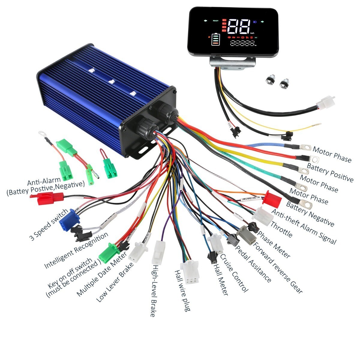 48V-84V 3000W 1500W Brushless Controller w/ Display Speedometer Electric Bicycle