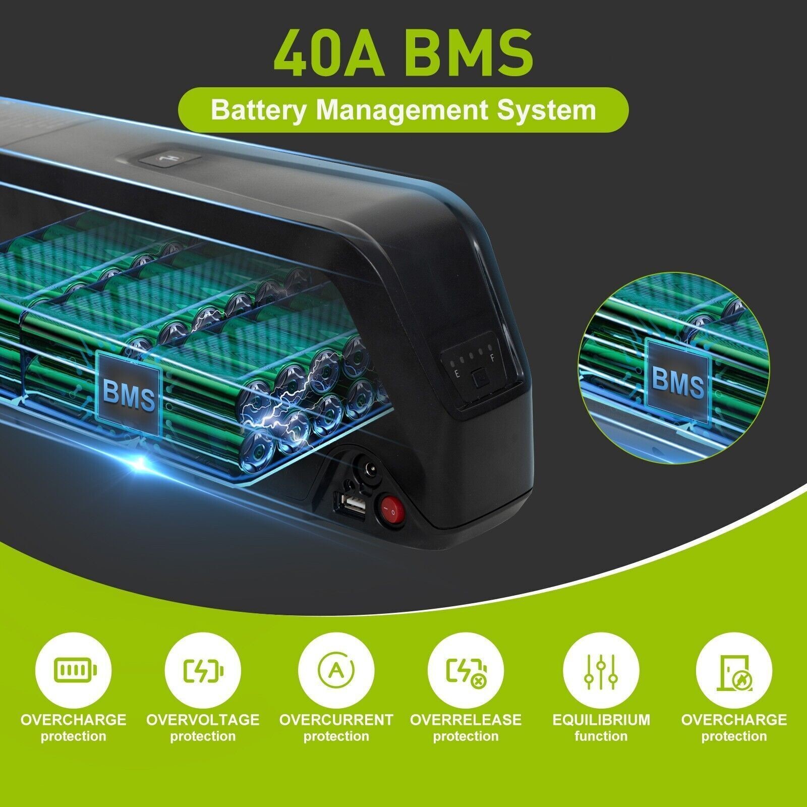 52V 48V 36V 10Ah 15AH 20Ah Ebike Battery for 100W-2000W Electric Bicycle Lithium
