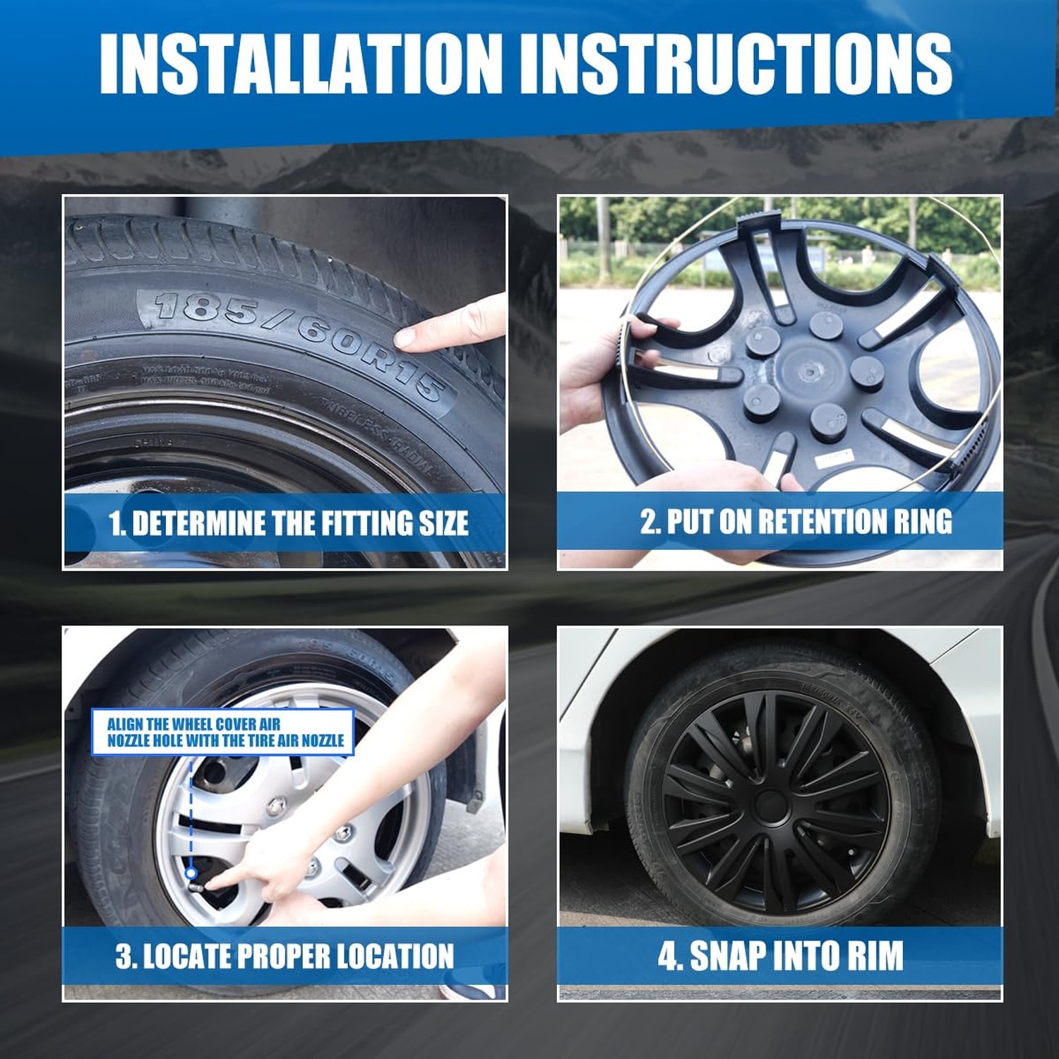 13 Inch Automotive Hubcap Wheel Tire Covers Accessories Snap On Auto Tire Uni…