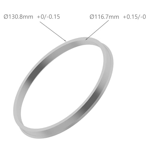 Hub Centric Rings, 130.8 to 116.7, Set of 4, Aluminium OD130.8–ID116.7mm