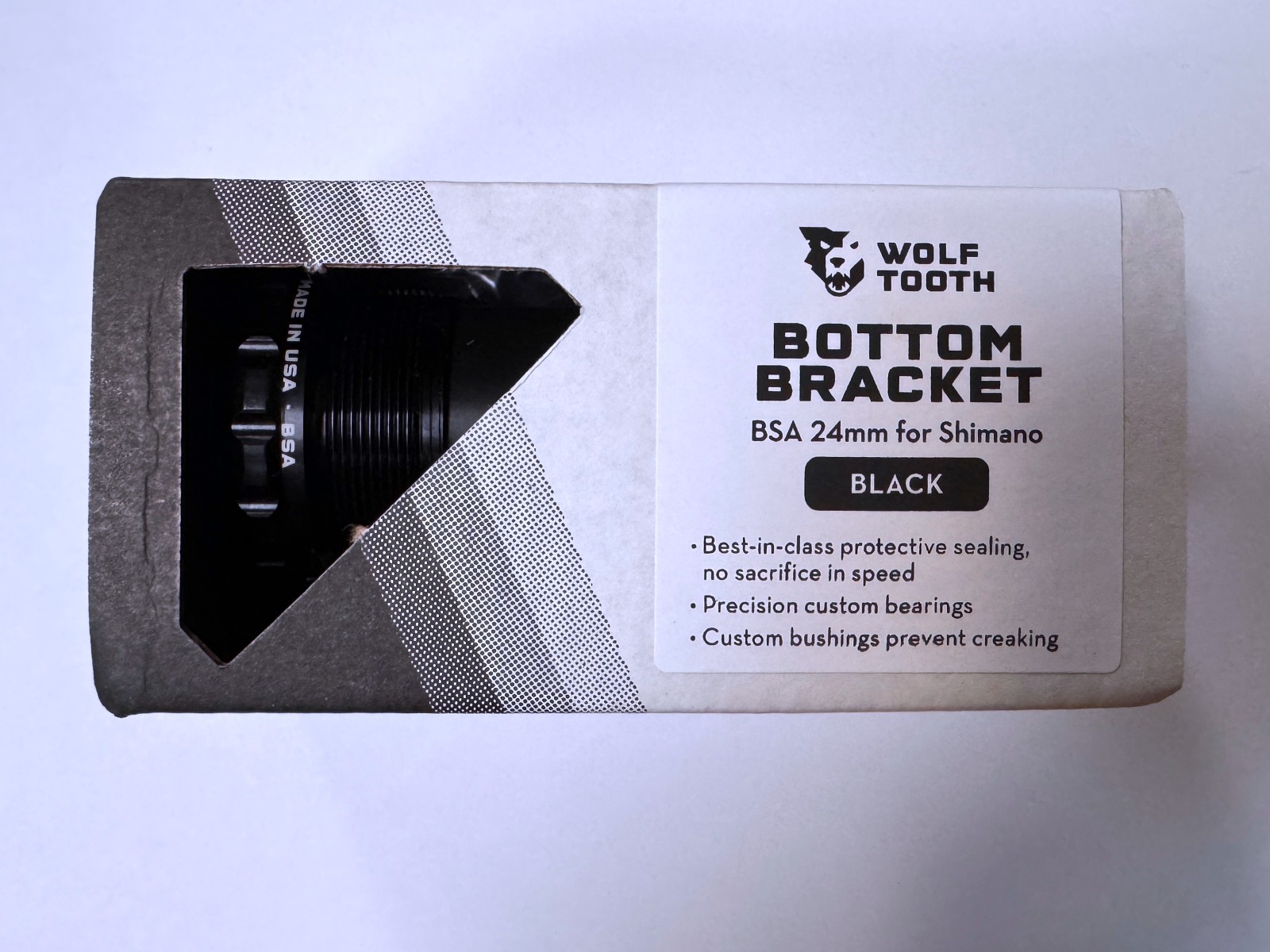 Wolf Tooth Bottom Bracket – English (BSA), 68/73mm, For 24mm Spindle, Black