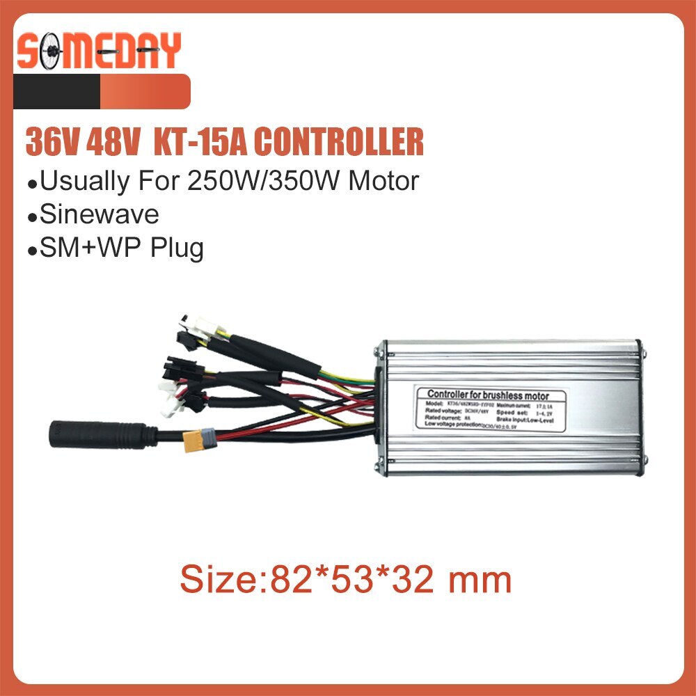 36V 48V 250W 350W Waterproof Plug 15A Electric Bicycle Brushless Controller