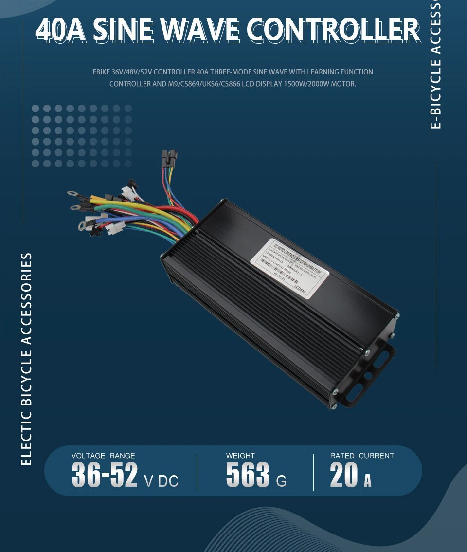 36V 48V 52V Electric Bike Controller Sinewave with LCD Display & Pedal Sensor