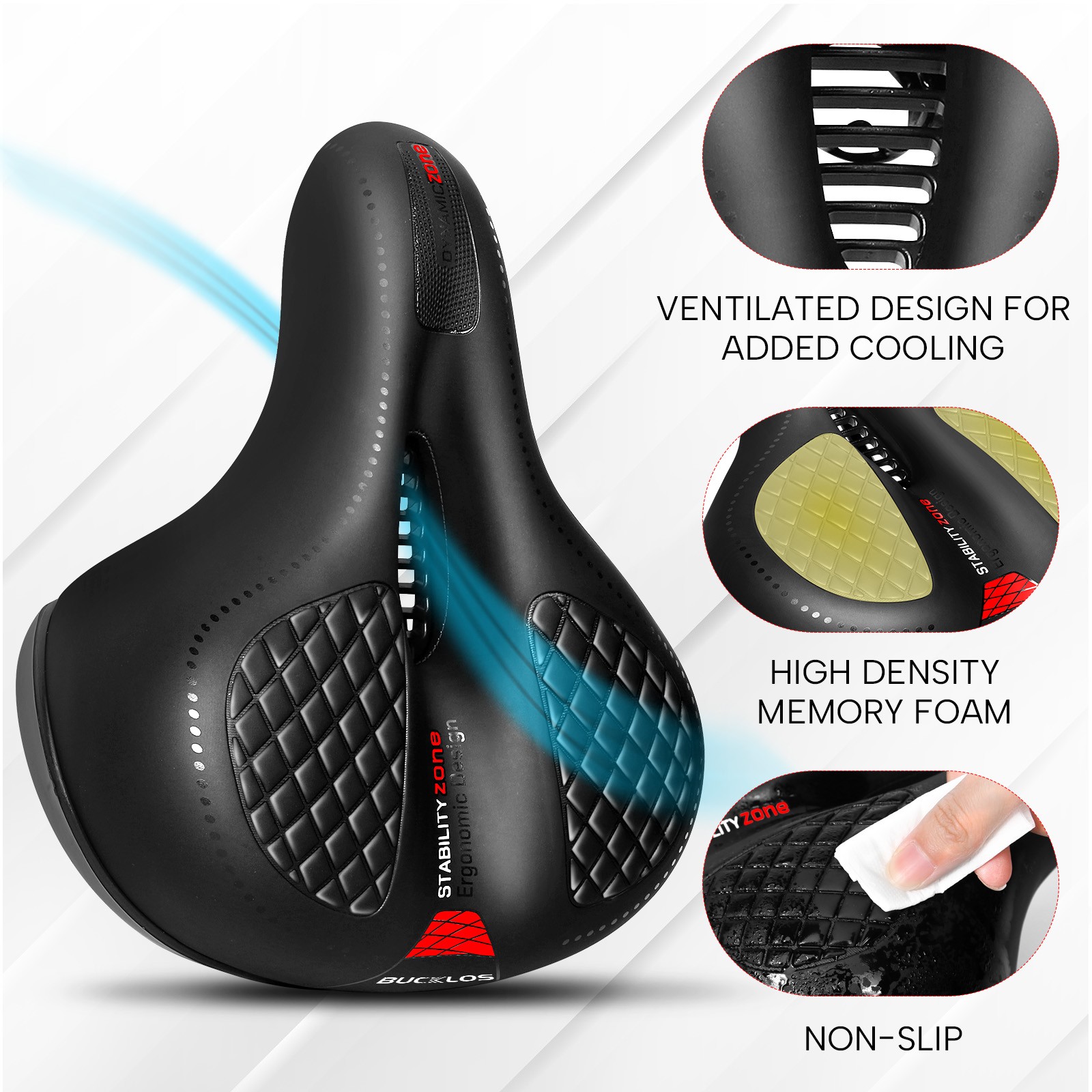 Oversized Comfort Bike Saddle Bicycle Seat Noseless Pad Shock Ergonomic Cushion
