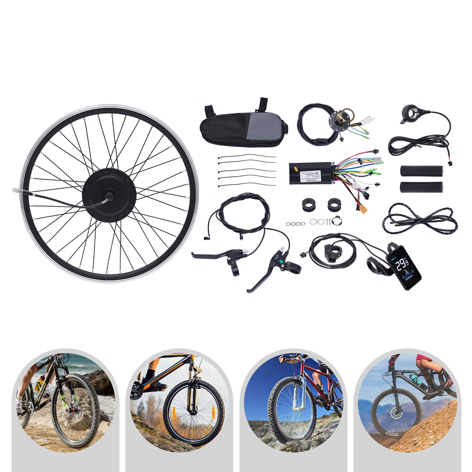 24in Electric Bicycle Front/Rear Wheel Kit 36V 500W Conversion E Bike Motor Hub
