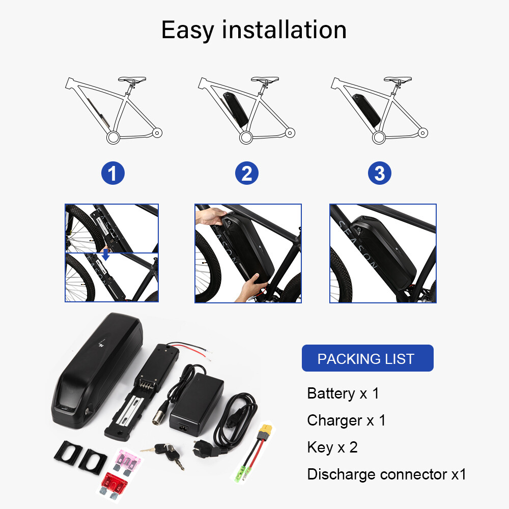 52V 48V 36V 17.4Ah 1000W Hailong Lithium Ebike Battery 48V Electric Bike Battery
