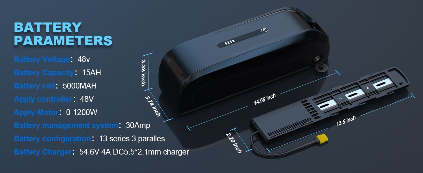 Hailong Battery 36V 48V 52V battery 15Ah 20Ah 24Ah Battery for 500W-2000W motor