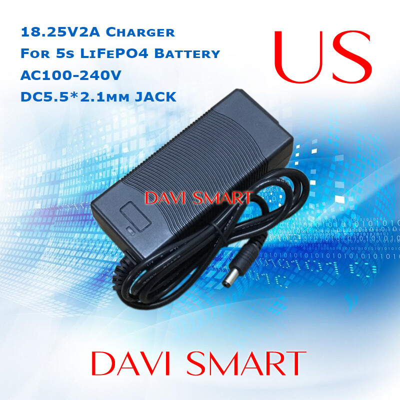 US 18.25V 2A LiFePO4 Battery Charger With 5.5×2.1mm Jack Plug