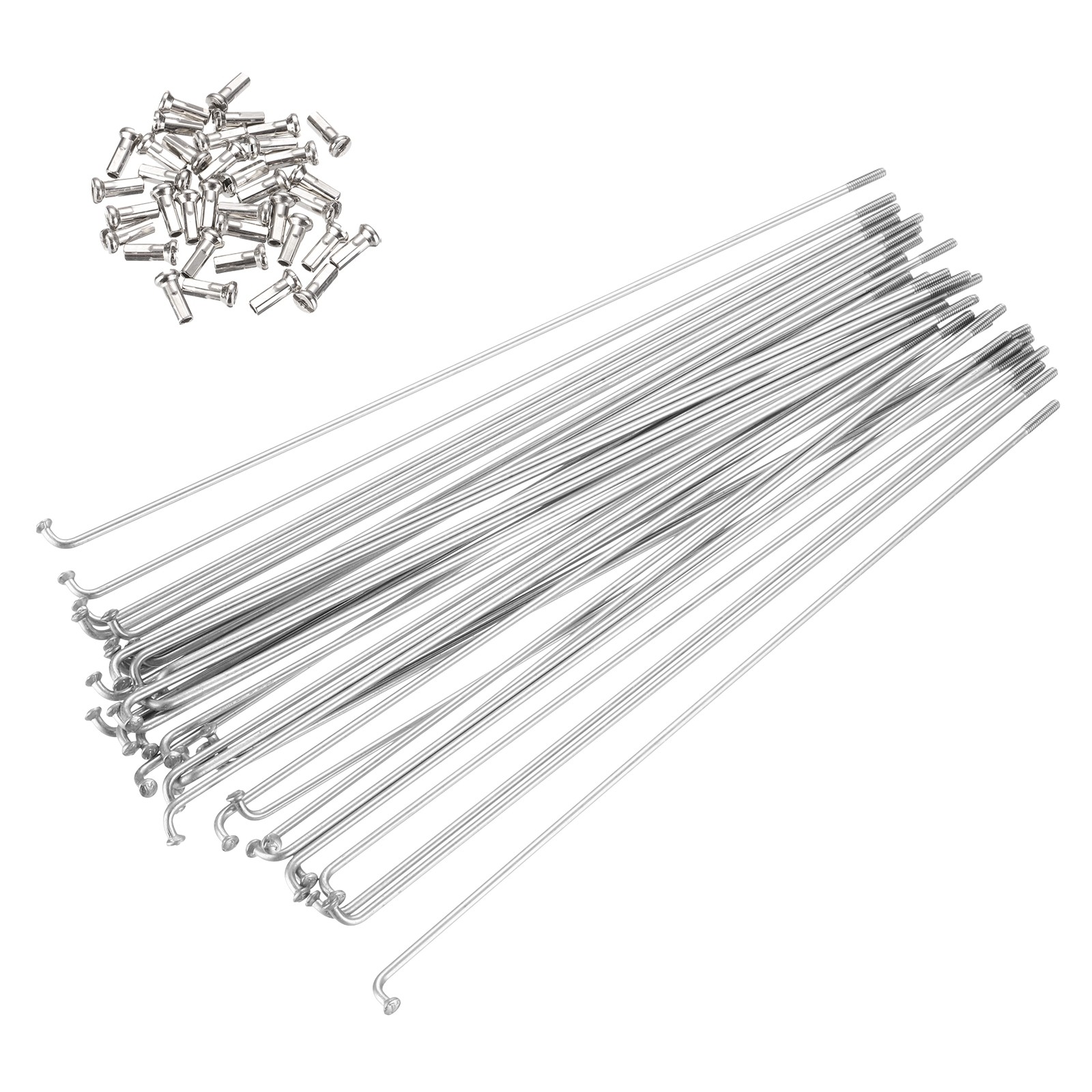 36Pcs 14G Bicycle Spokes 182mm J Bend 2mm Bike Spoke with Brass Nipple, Silver