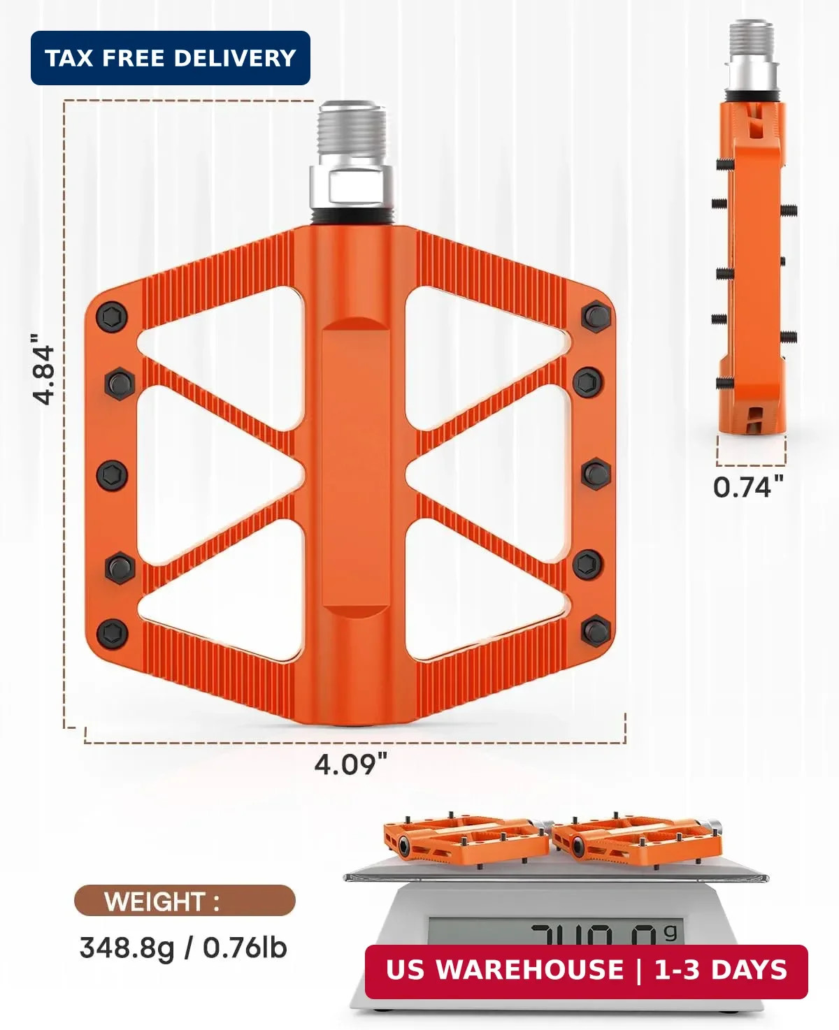 Bike Pedals, Mountain MTB BMX Pedals, 9/16″ Bicycle Pedals, Lightweight Non-Slip
