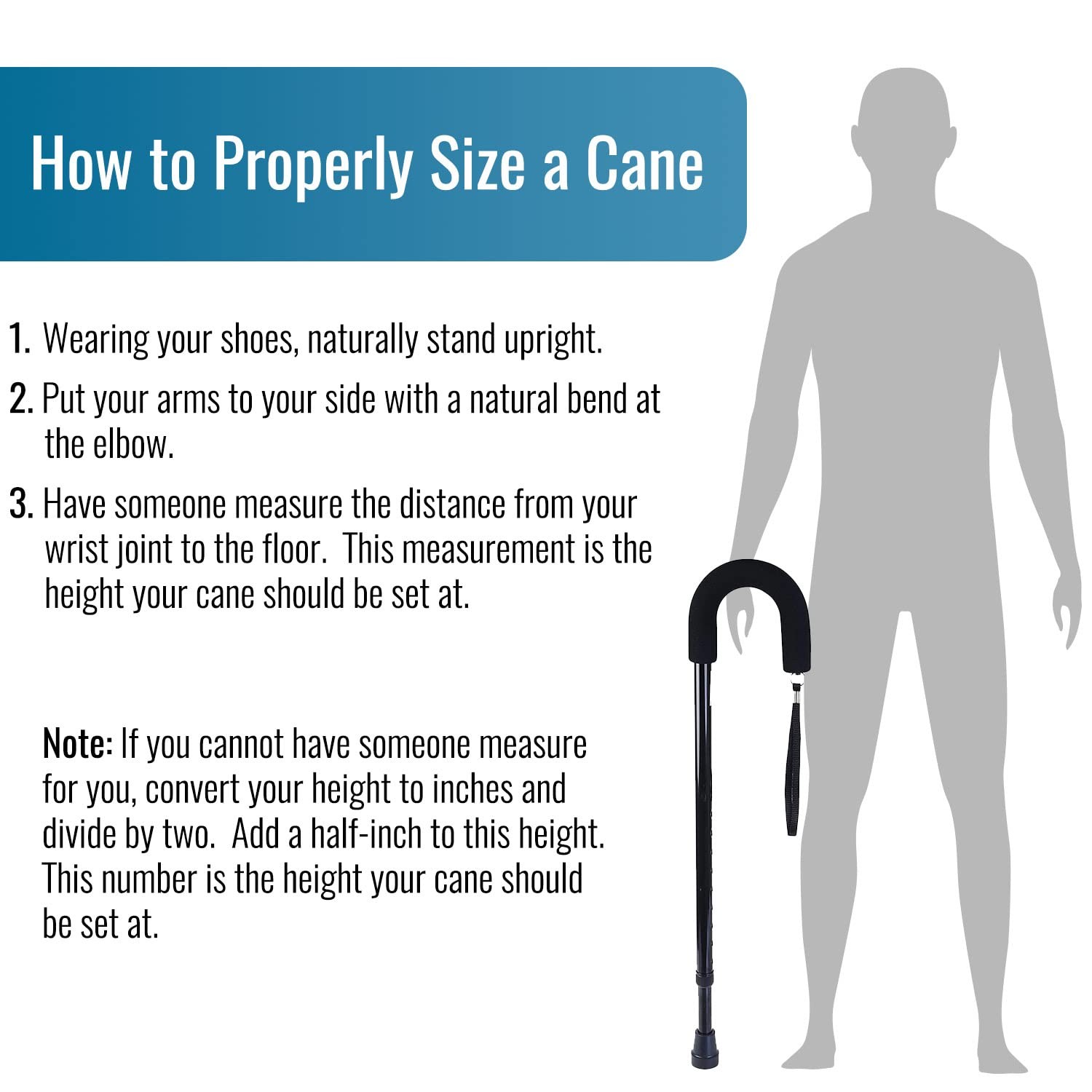 DMI Deluxe Adjustable Cane with Comfort Grip 1 Count (Pack of 1), Black