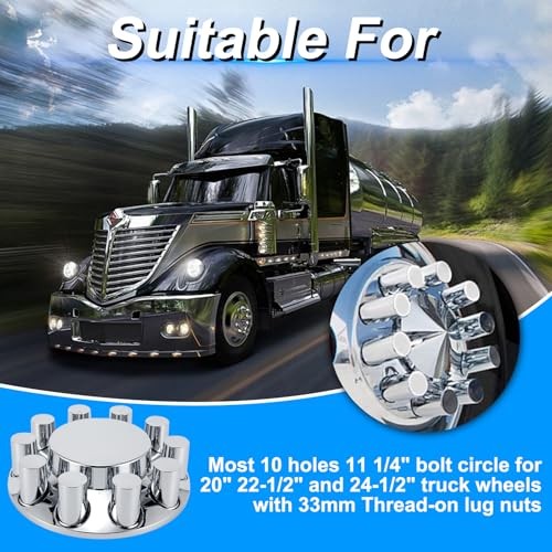 Front Axle Cover Kits Chrome ABS Plastic with 33mm Thread-on Flange Nut Covers