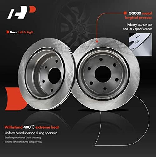 12.80 in (325mm) Disc Brake Rotors + Ceramic Pads kit Compatible Rear Vented