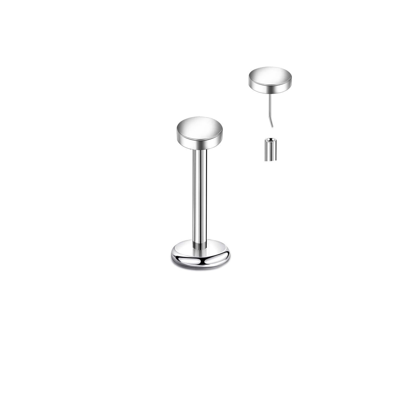 Lantine Threadless Nose Ring g23 Titanium 16g 18g 20g Push in Flat Back Earri…