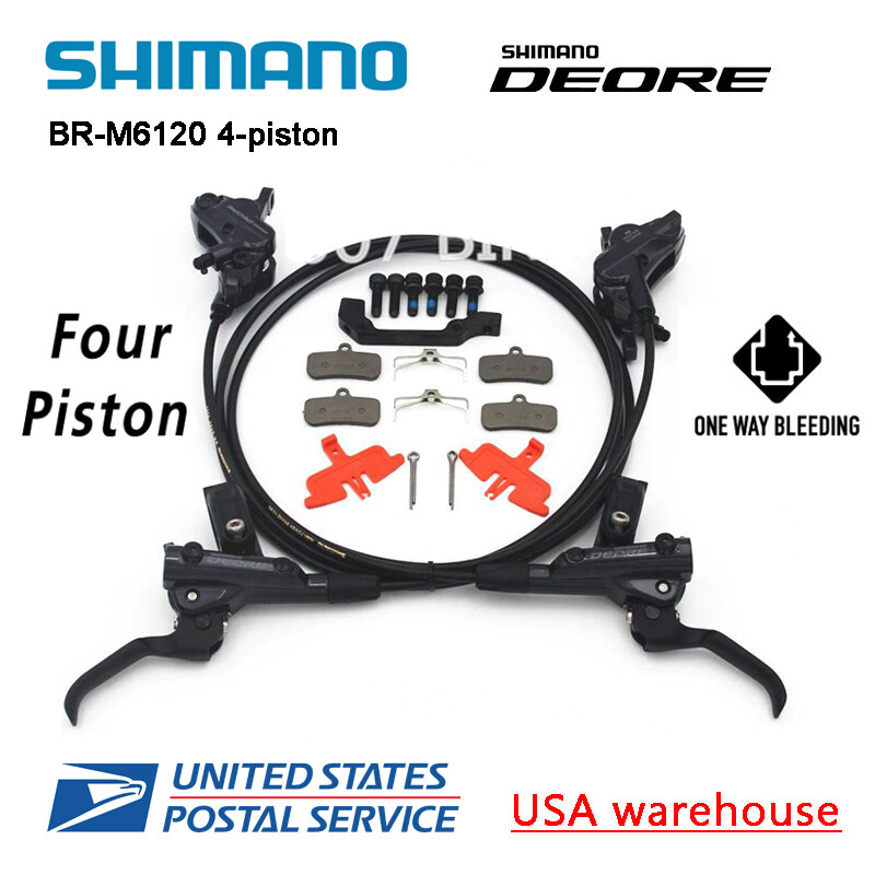 SHIMANO Deore BR-M6120 BL-M6100 Bike 4-Piston MTB Hydraulic Disc Brake Set (OE)