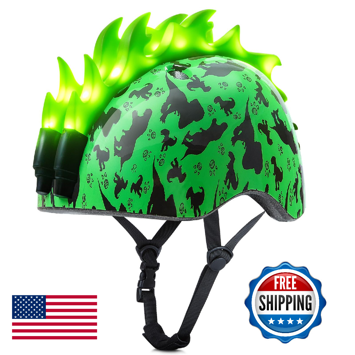 Toddler Bike Helmet with LED Lights, Kids Helmet for Boys 3-8 Years, Adjustable