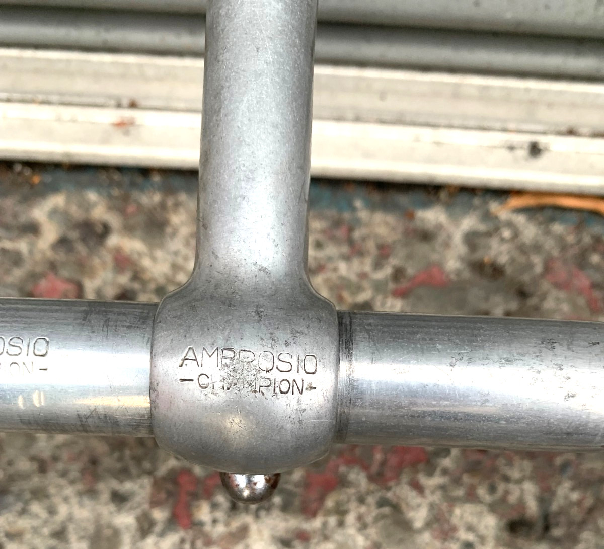50s Vintage AMBROSIO CHAMPION 95mm Stem + Handlebar 39cm Olmo Quill Legnano