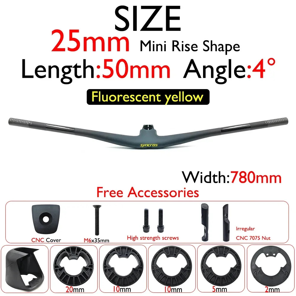 Integrated Mountain Bike Carbon Handlebar Stem 15/25mm Rise 4°/5° Angle 40/50mm