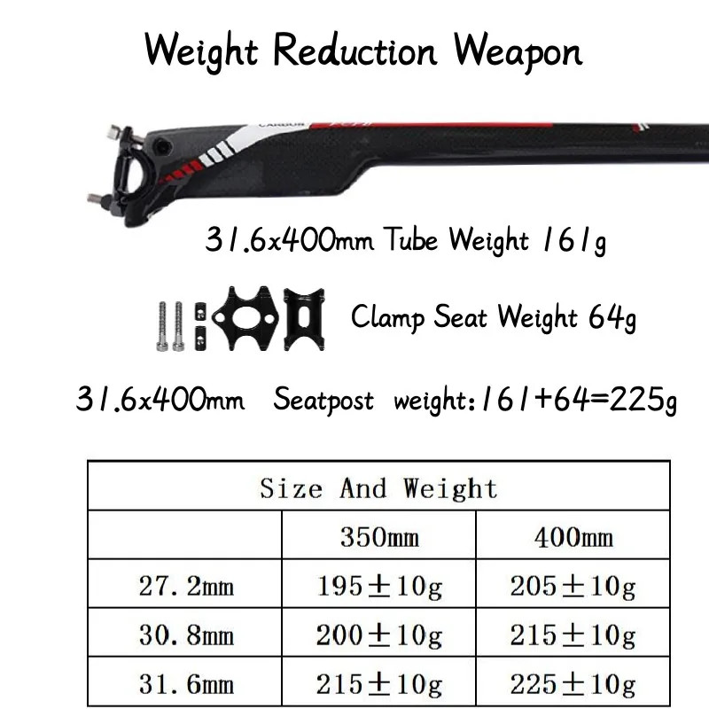 Carbon Fiber Bike Seatpost Road Bicycle Parts 27.2/30.8/31.6mm Dropper Seatpost