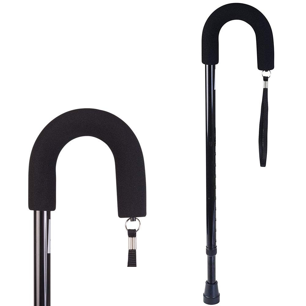 DMI Deluxe Adjustable Cane with Comfort Grip 1 Count (Pack of 1), Black