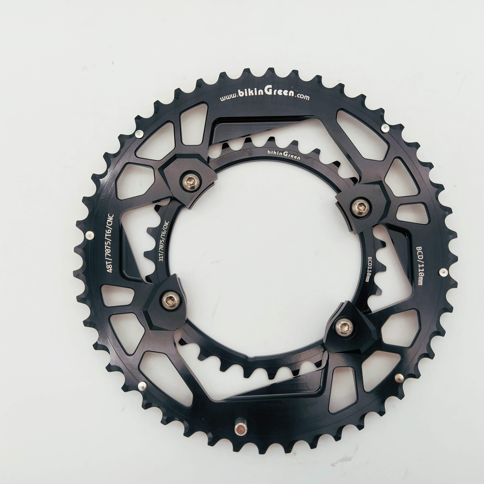 bikinGreen CNC Chainring V3 48/31T For Shimano 4 Arm 9-12 Sp Road Cyclocross