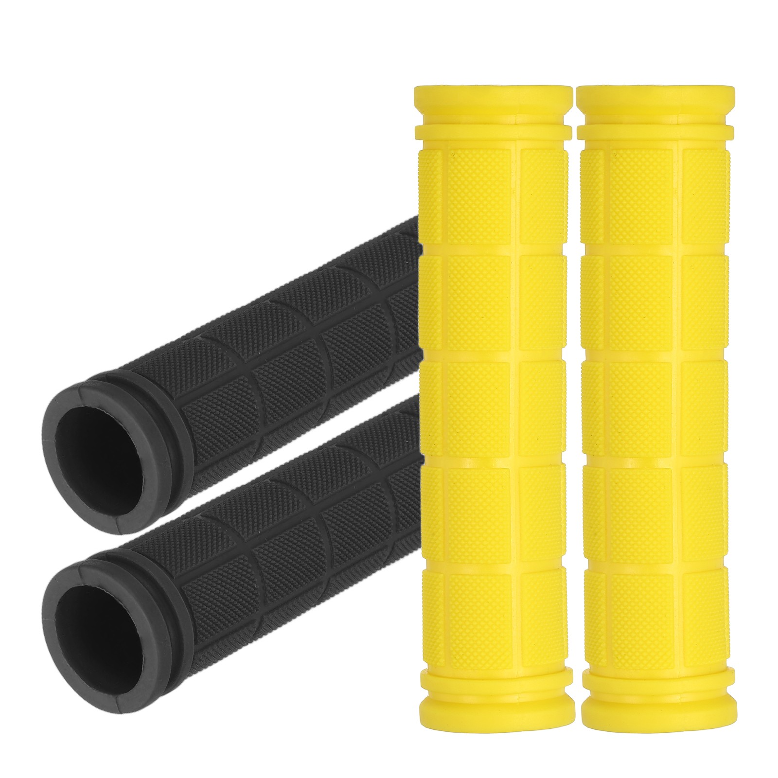 Soft Rubber Handlebar Grips, Bicycle Handlebar Grips 5.3 in 2 Pair Black/Yellow