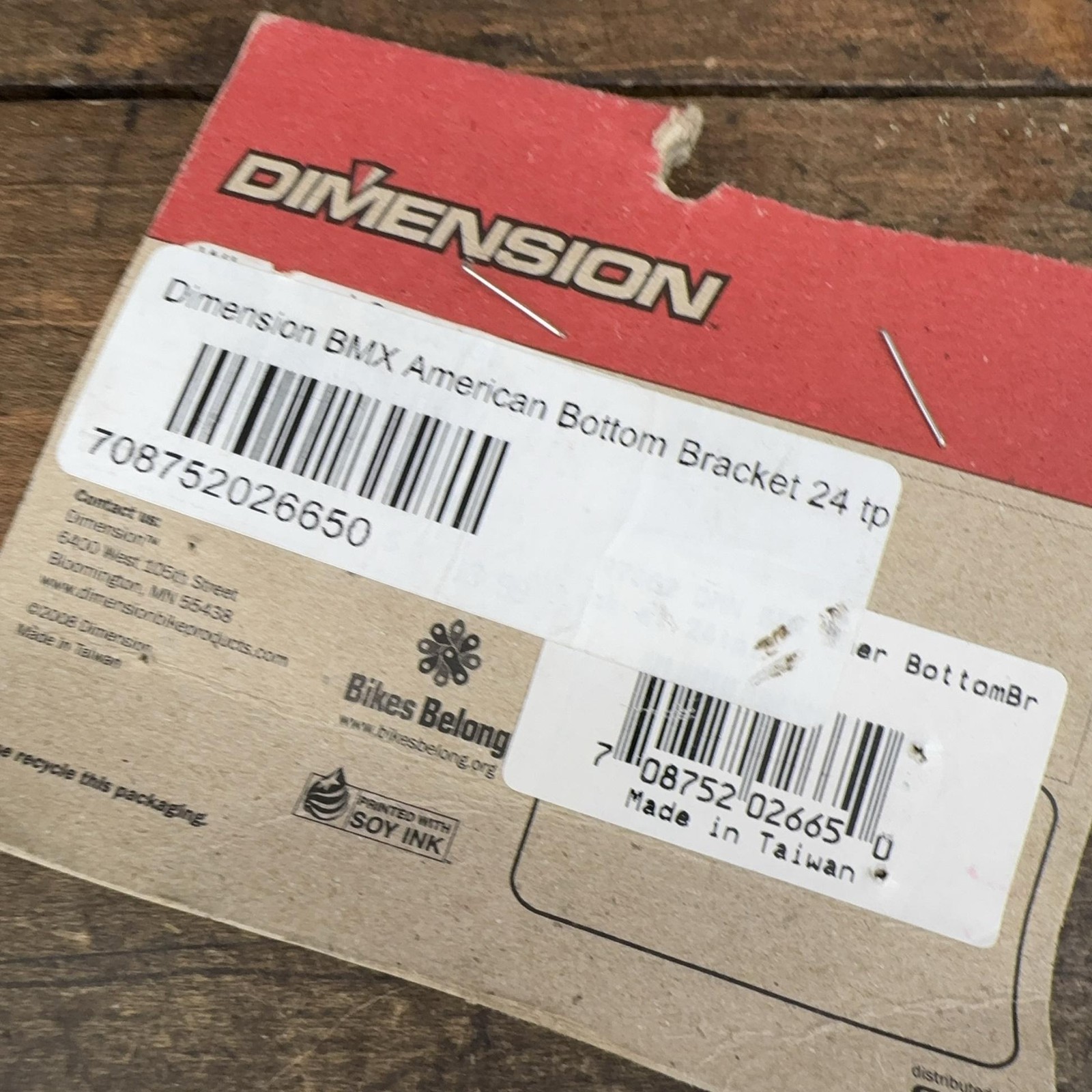 Dimension BMX American Bottom Bracket 24t Silver Steel Bearing Set BMX Bike