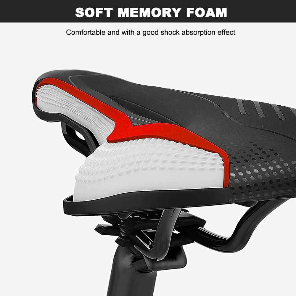 Bike Saddle Bicycle Seat Soft Pad Cushion & LED Tail Light Safety Warning Lamp