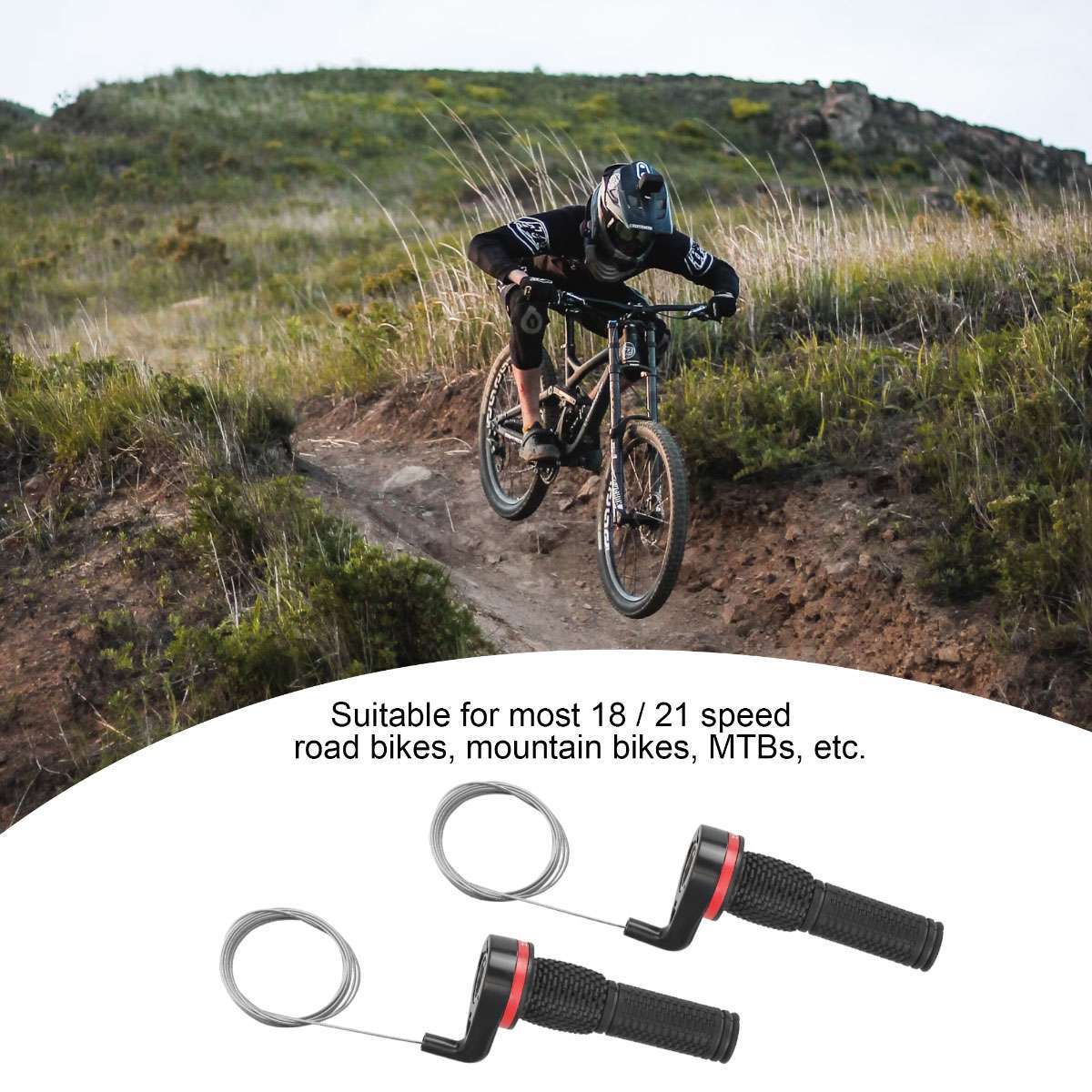 18/21 Speed Mountain Bike Twist Gear Shifter Set Handlebar Grips Cables Bicycle
