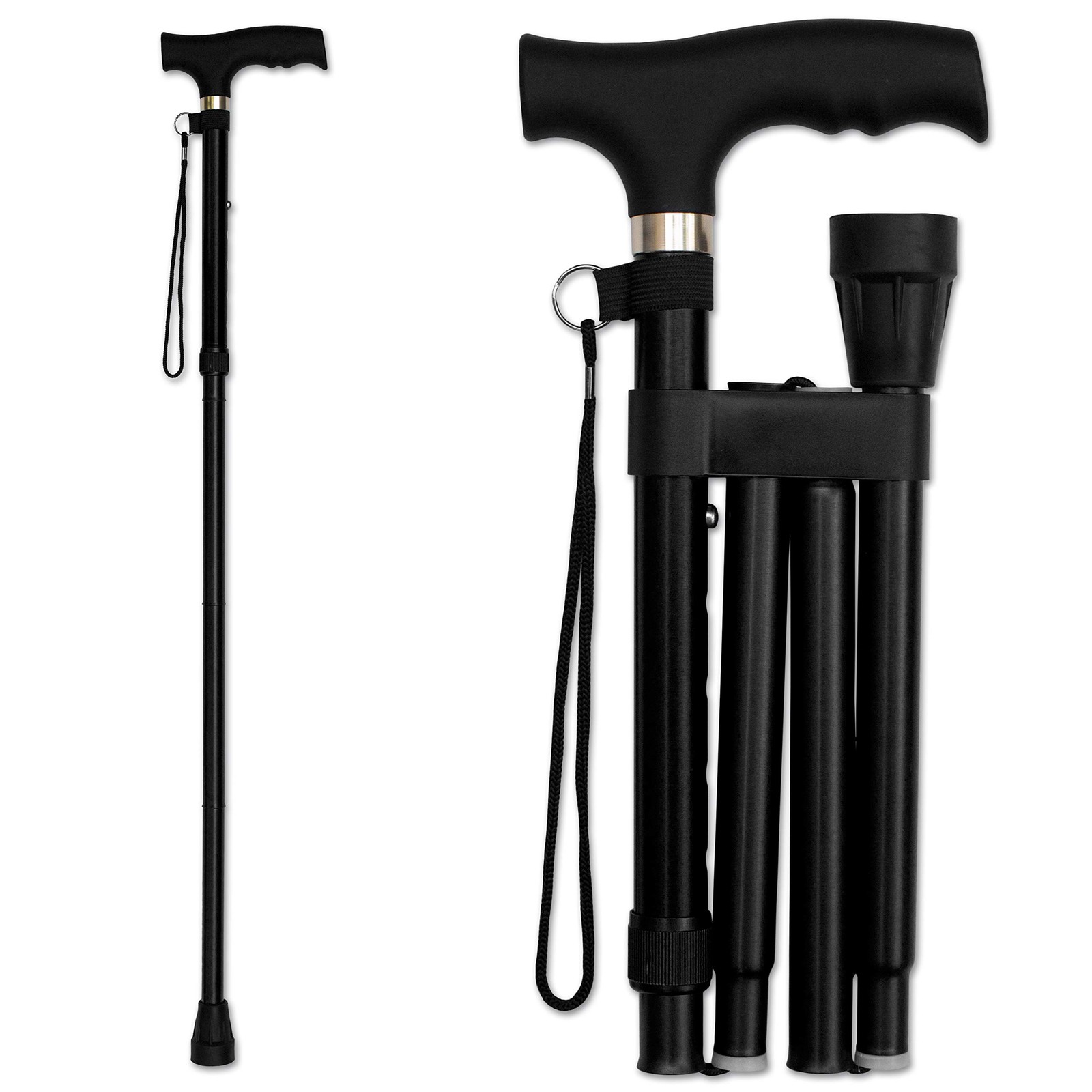 RMS Folding Cane – Foldable, Adjustable, 1 Count (Pack of 1), Black