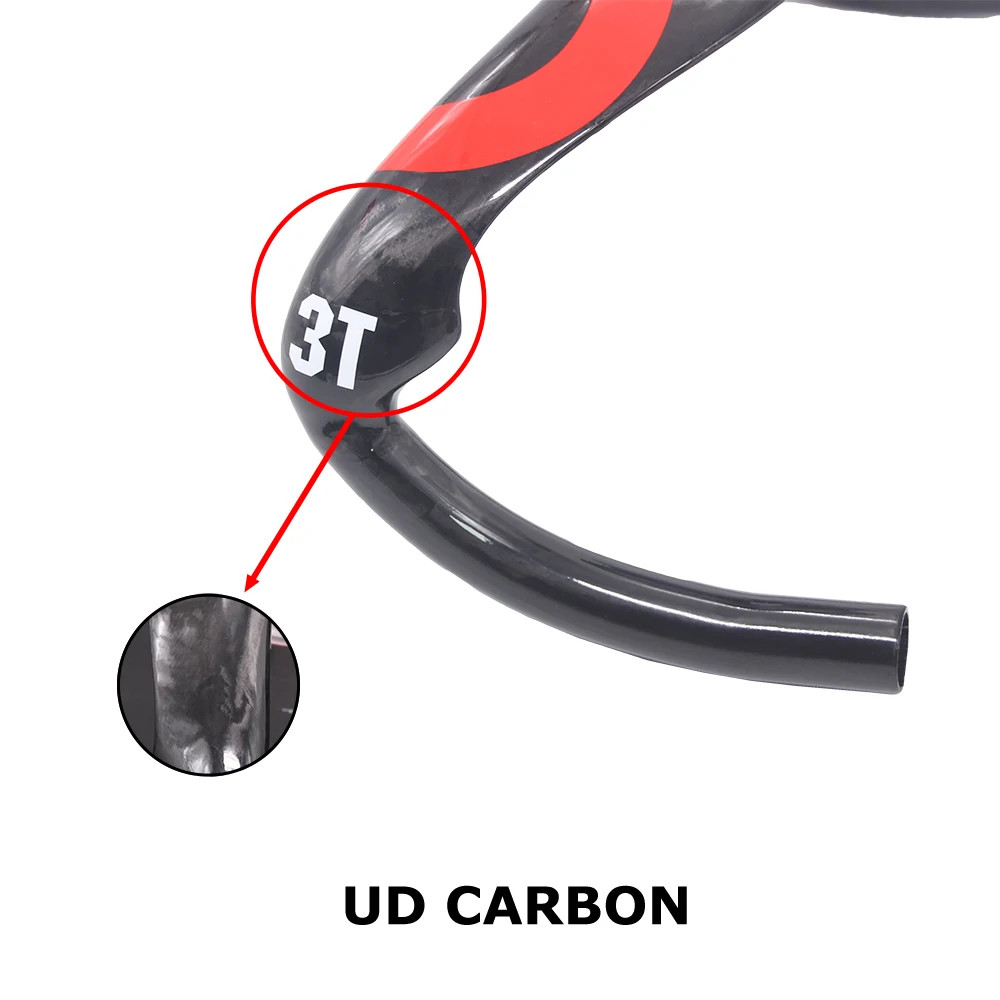 3T Full Carbon Road Track Bike Handlebar Gloss 31.8mm 370/385mm Drop Handlebar