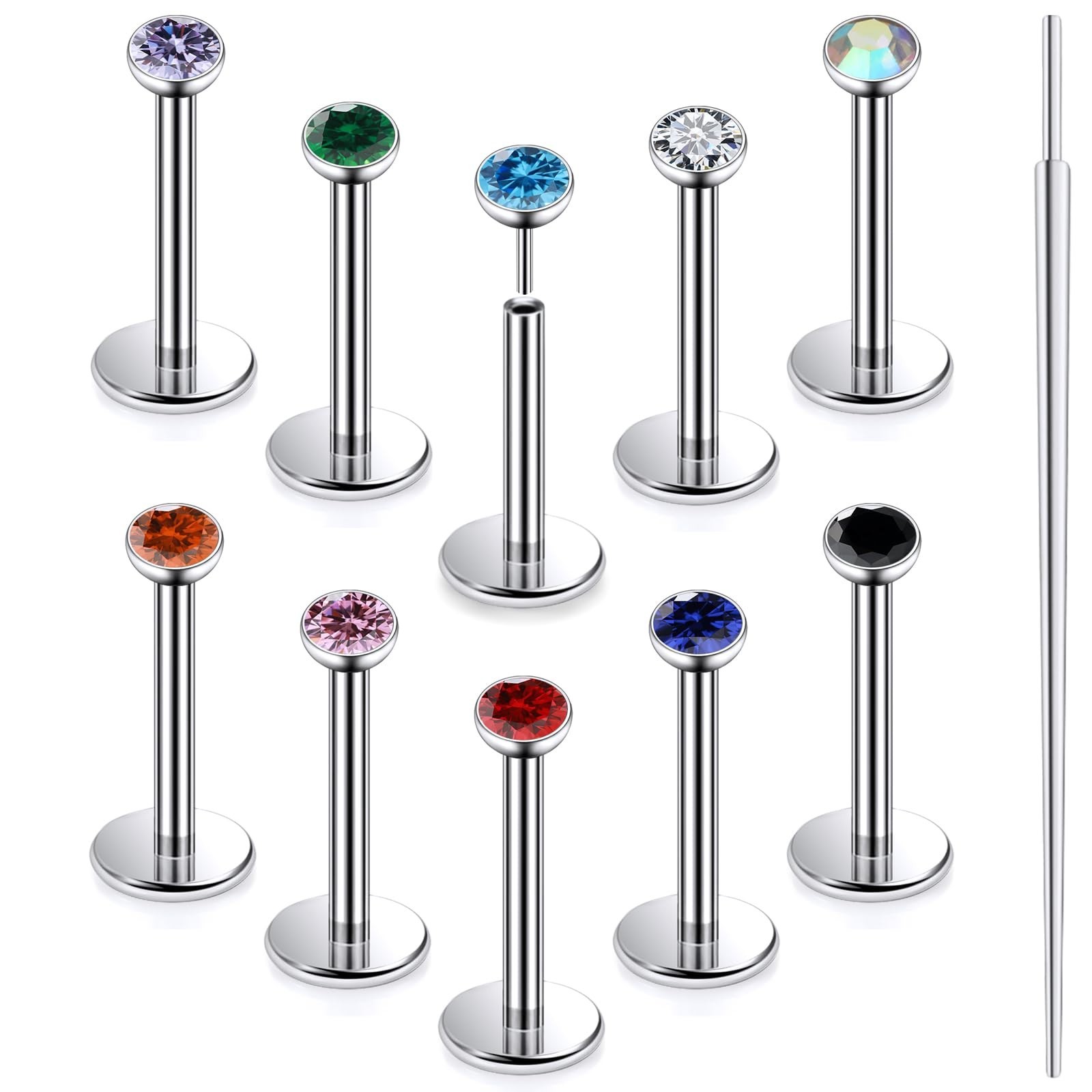 20G 18G 16G Astm F136 Titanium Threadless Flat Back Earrings Nose Studs Tragu…