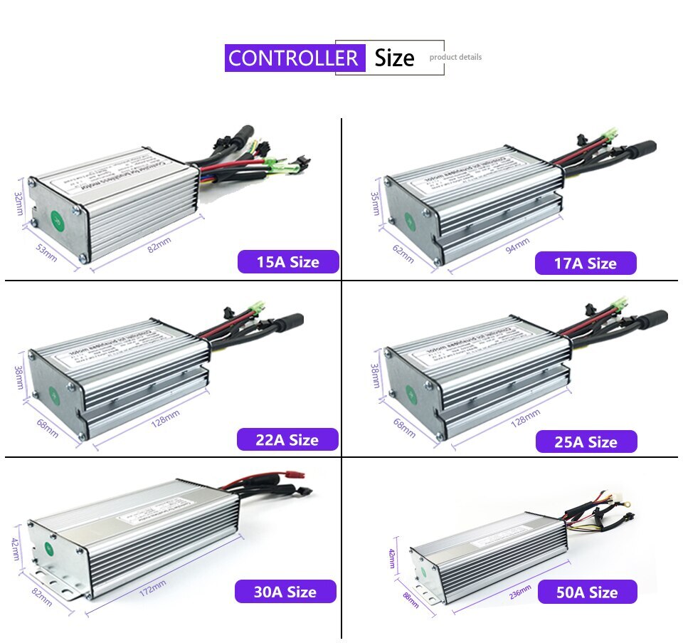 Sinewave Controller 15A-50A E-bike Controller for 250W-3000W SM/Waterproof Plug
