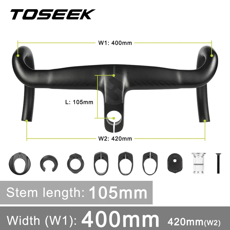 Road Bike Carbon Integrated Handlebar DI2 Full Internal Cable Routing Bent Bar
