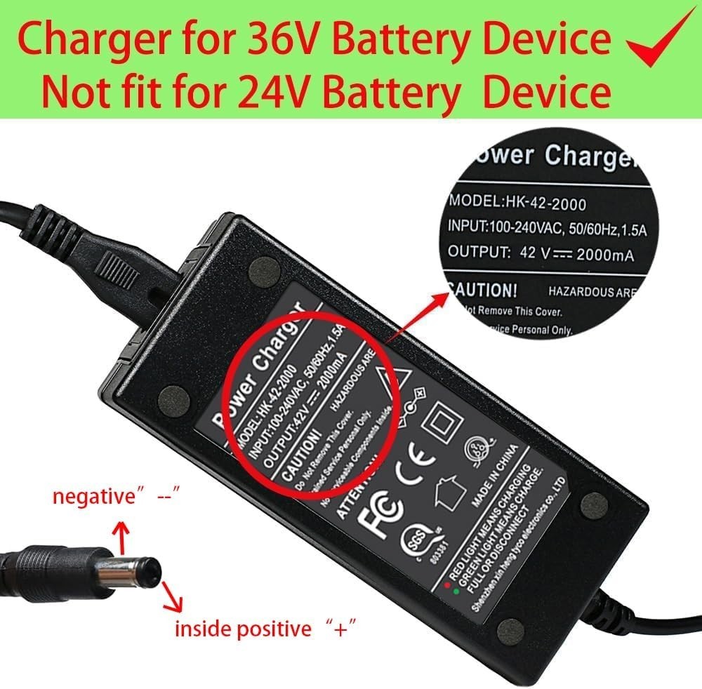 Reliable 42V 2A Power Adapter for 36V Electric Bike Charging – Indicator Light