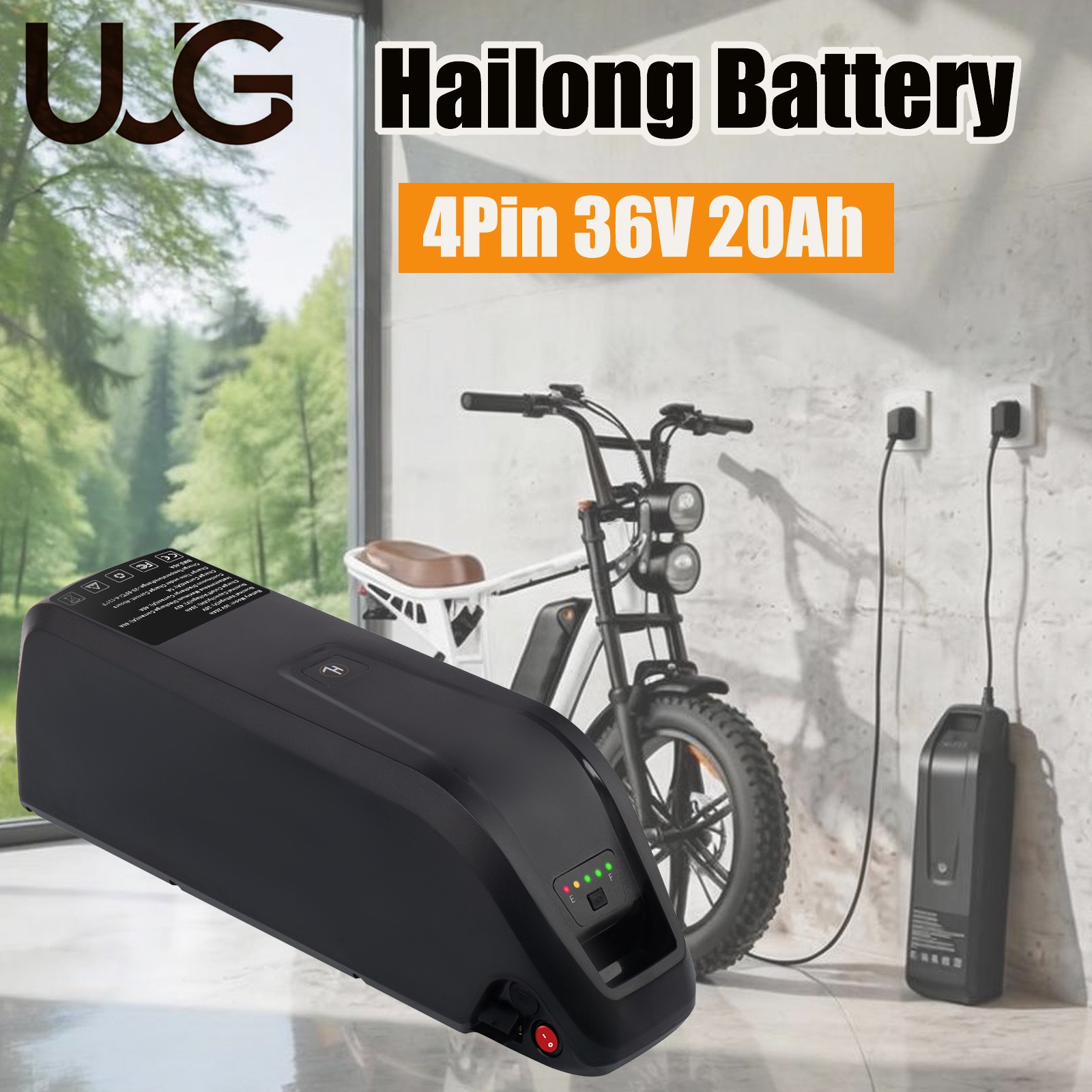 UUG 36V 20Ah Lithium Ebike Battery for Electric Bike Battery ≤1200W Motor 4Pin