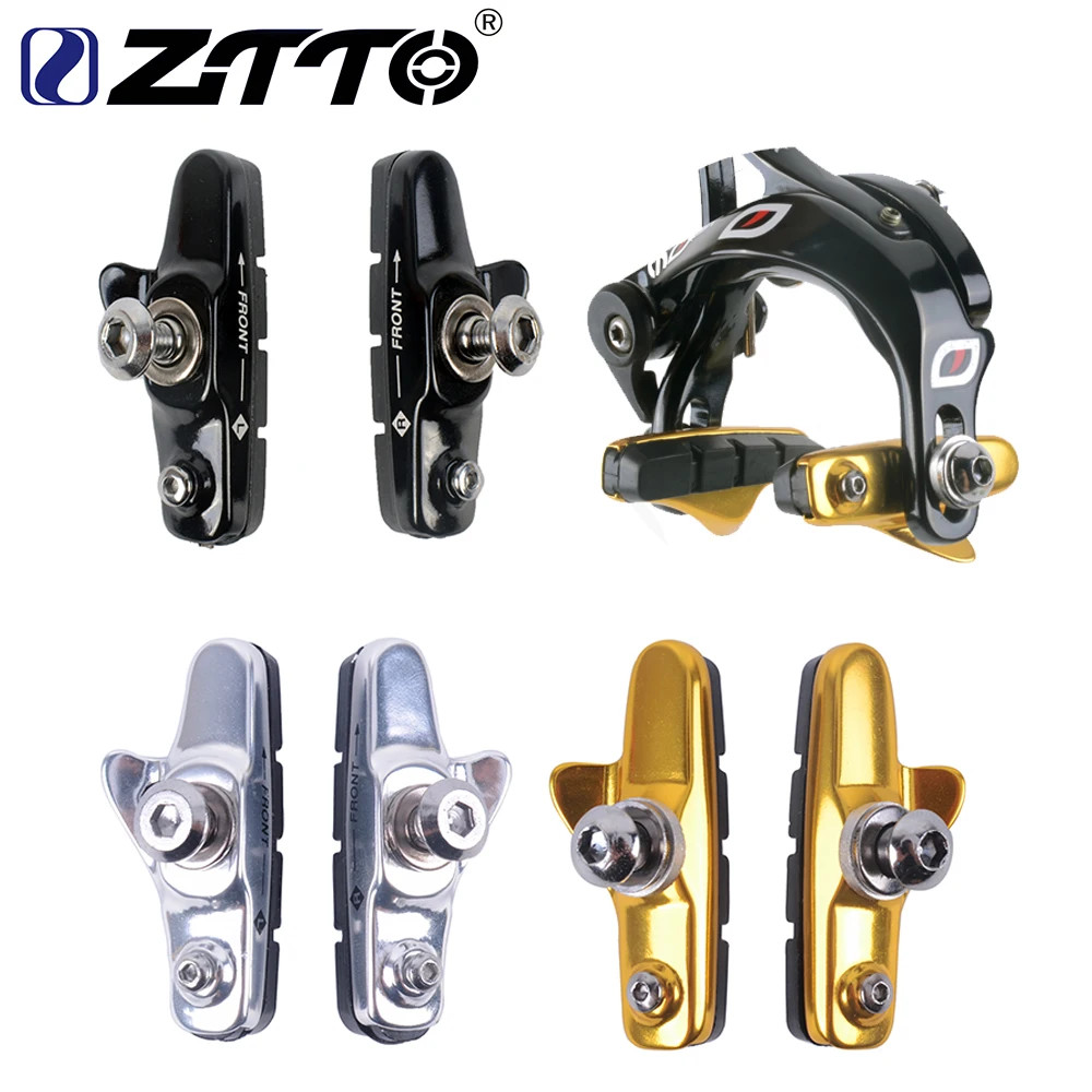 Road Bike Brake Shoes Pads C-Brake Shoes Light-Weight Aluminum Alloy Pads Rubber