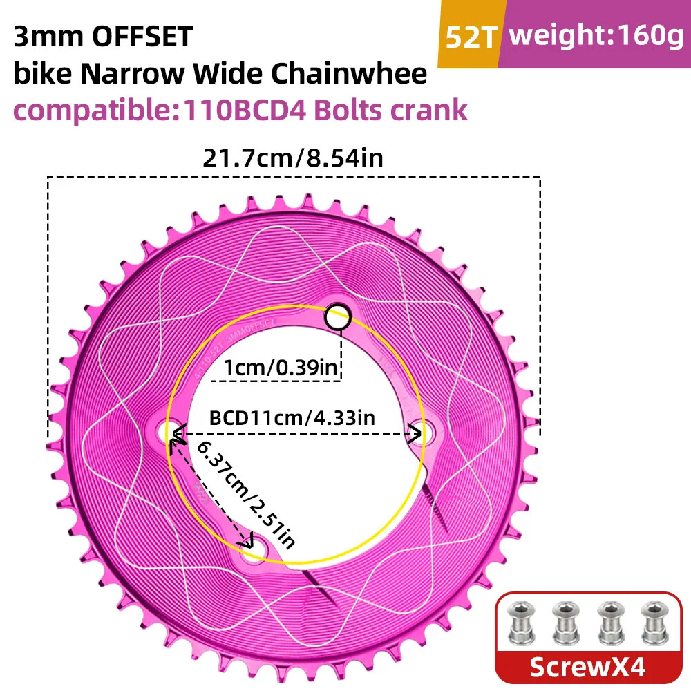 VXM 110BCD Chainring 40T-58T Bicycle Chainwheel 110BCD 4claws Bolt R7000 R8000
