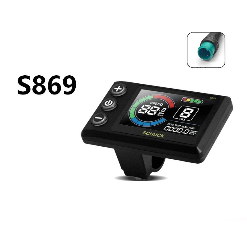 E-Bike Compatible S869 Smart LCD Color Screen with light wire 5PIN WP plug.